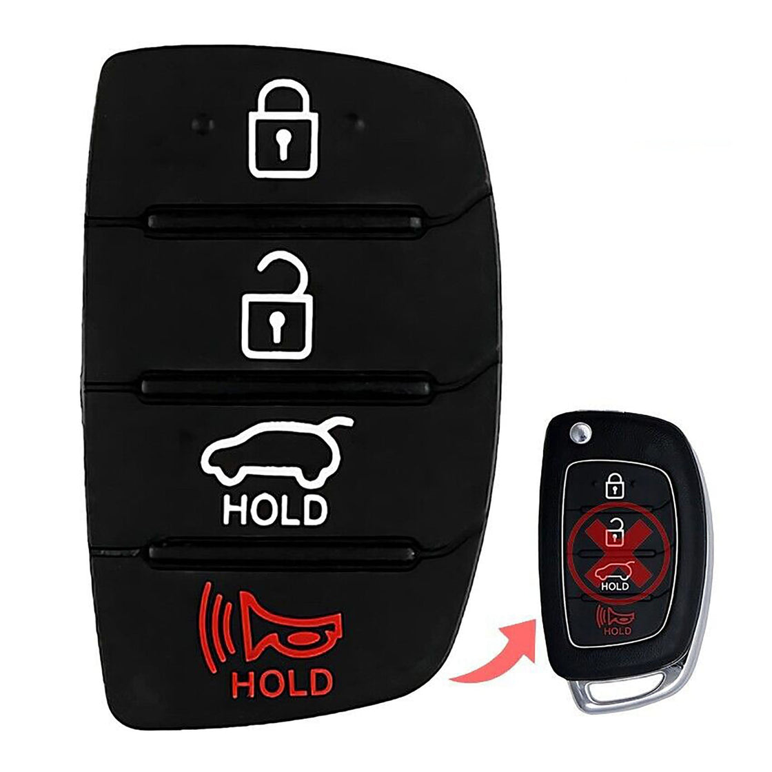 2015 Hyundai Santa Fe XL Replacement Key Fob Remote Rubber Buttons Pad